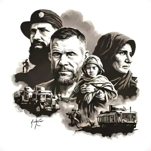religious Iraq Afghanistan family tattoo design idea