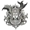Vishnu Black and white Linework based tattoo design idea