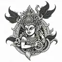 Vishnu Black and white Linework based tattoo design idea