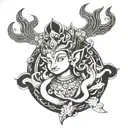 Vishnu Black and white Linework based tattoo design idea