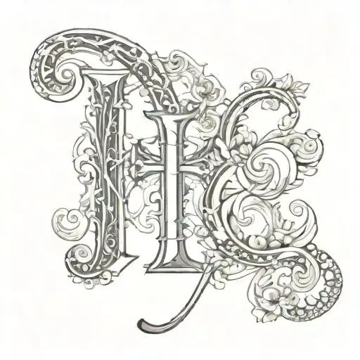 Initial J H Religious tattoo design idea