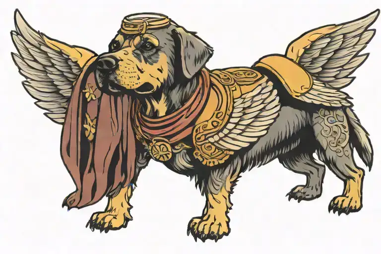 angel dog with wings and halo master chief tattoo design idea