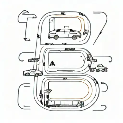 NASCAR spelled out With Dollar signs around and Cars around tattoo design idea