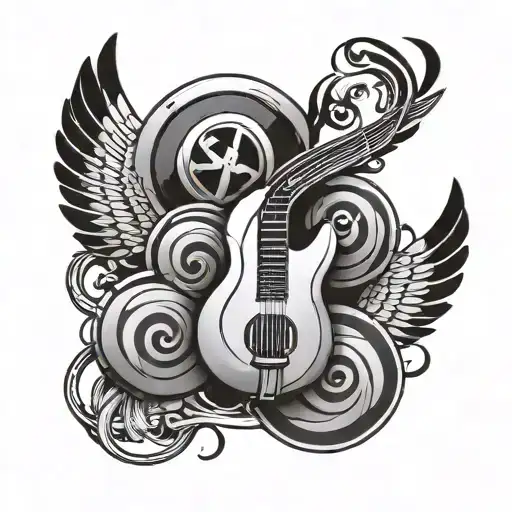 A design of a paradoxical symbol incorporating music and anime elements tattoo design idea