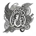 A design of a paradoxical symbol incorporating music and anime elements tattoo design idea