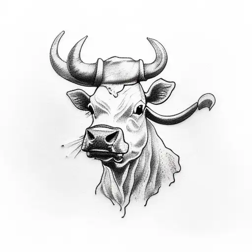 small tattoo with a cow head a wheat  tattoo design idea
