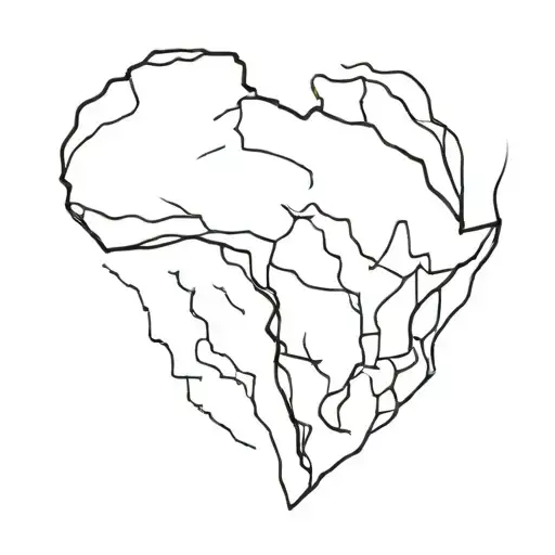 Africa continent with human heart with vains  tattoo design idea