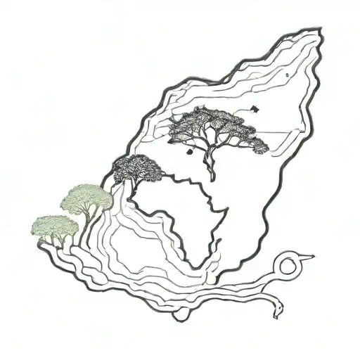 Africa continent with human heart tattoo design idea