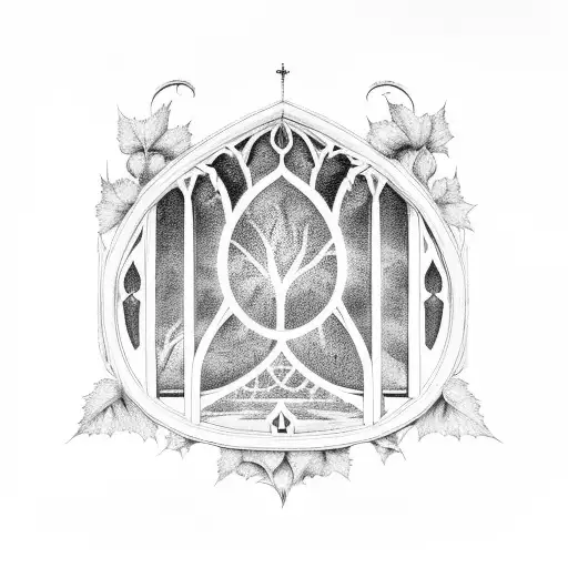 Gothic Window with ivy tattoo design idea