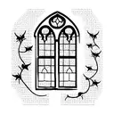 Gothic Window with ivy tattoo design idea