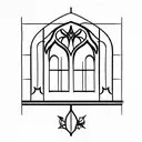 Gothic Window with ivy tattoo design idea