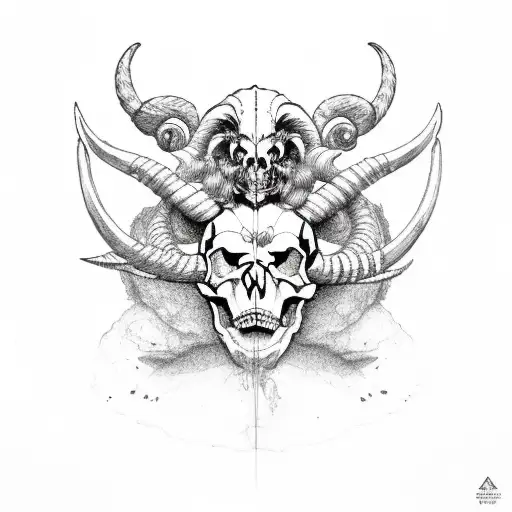 aries skull tattoo design idea