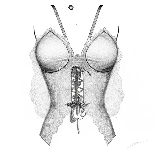 cross with a pink lace bra hanging from it tattoo design idea