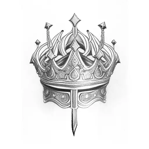 3 crowns with sword tattoo design idea