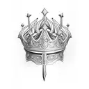 3 crowns with sword tattoo design idea