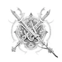 3 crowns with sword tattoo design idea