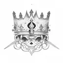 3 crowns with sword tattoo design idea
