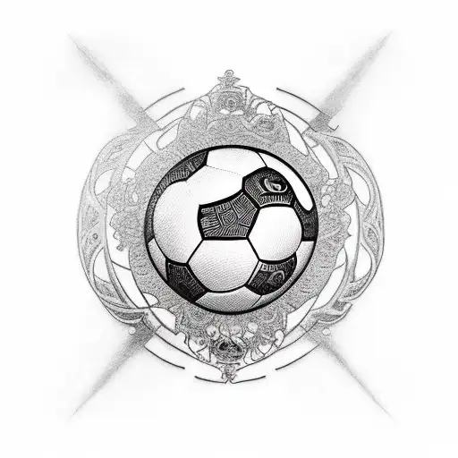 A traditional style tattoo of a soccer ball surrounded by punk-rock symbols tattoo design idea
