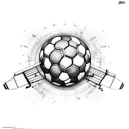 A punk-rock inspired guitar with soccer ball sound holes tattoo design idea