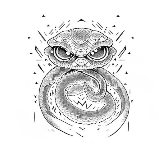 Angry python with fire tattoo design idea