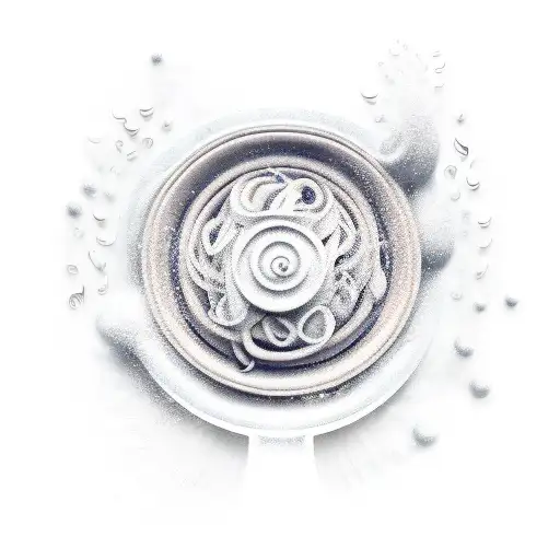 An elegant pasta dish with swirling musical notes as steam tattoo design idea