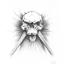 monster skull dagger tattoo design idea