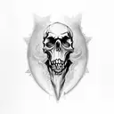 monster skull dagger tattoo design idea
