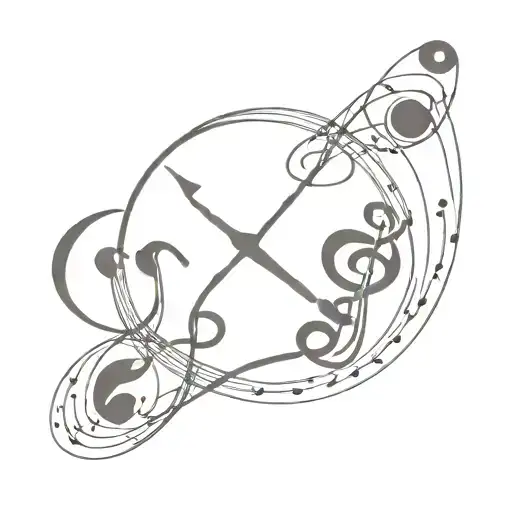 handball, musical note, camera all together inside an infinity symbol tattoo design idea
