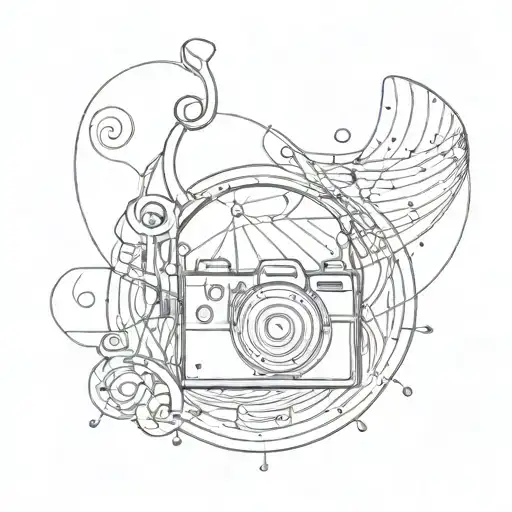 handball, musical note, camera all together inside an infinity symbol tattoo design idea