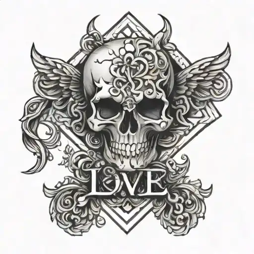love and hate tattoo design idea
