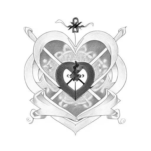 A stylized blackwork tattoo combining a cross, heart, and infinity sign to represent eternal love for your husband tattoo design idea