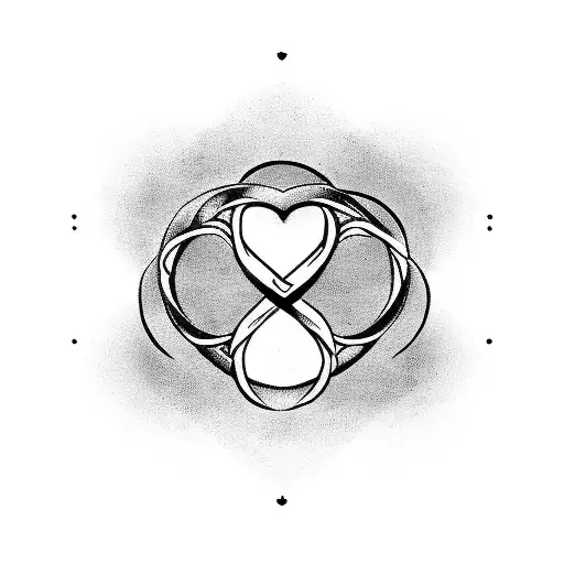 A heart-shaped infinity symbol with a cross incorporated into the design tattoo design idea