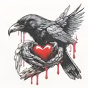 Raven devouring a heart that's bleeding tattoo design idea