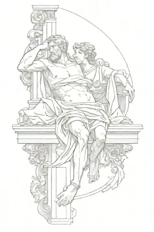 the sistine chapel leg sleeve tattoo design idea