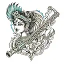 krishna flute with peacock feather tattoo design idea