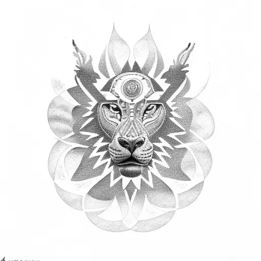 navajo solar leo tattoo design idea