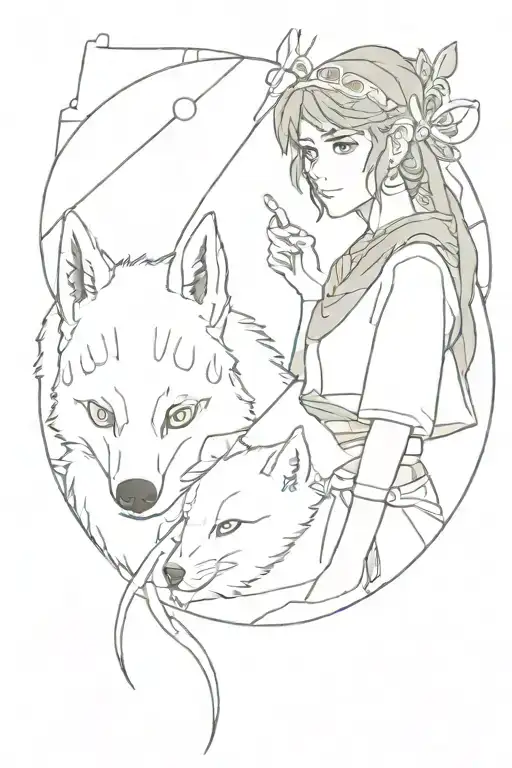 Princess mononoke and Chiro  tattoo design idea
