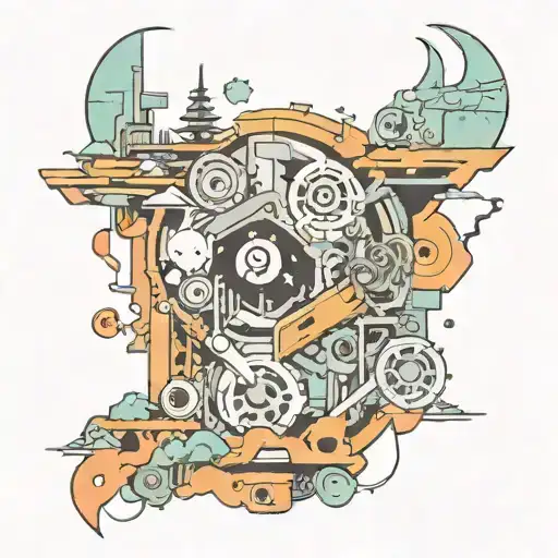 porter robinson inspired sleeve tattoo design idea