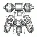 A pixelated controller intertwined with a barbell tattoo design idea