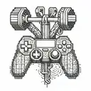 A pixelated controller intertwined with a barbell tattoo design idea