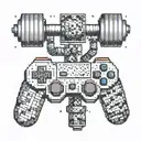 A pixelated controller intertwined with a barbell tattoo design idea