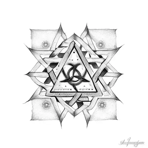 chain with a pearl and star of david tattoo design idea