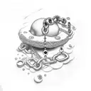 chain with a pearl tattoo design idea