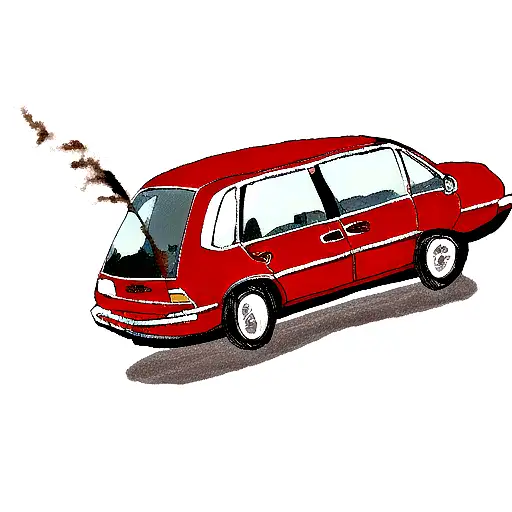 car on fire coming out of windows tattoo design idea