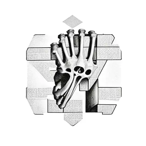 skeleton hand sign of letters L and Y tattoo design idea