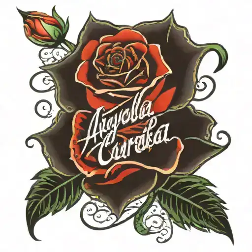 ayala in cursive 8/28/1927- 07/08/2020 with roses  tattoo design idea