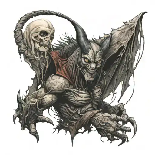Monster and Azrael tattoo design idea