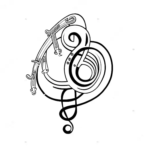 A stethoscope forming a treble clef tattoo design idea