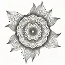 Create a mandala design that incorporates negative space and fades out towards the edges tattoo design idea