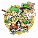 zoro one piece and brook one piece tattoo design idea